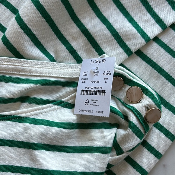 J.CREW Button-shoulder tee in Kelly green and white - Picture 9 of 11